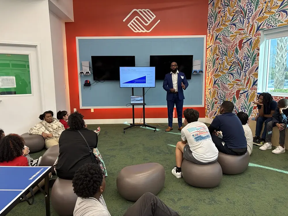 BGCBC Club members listening to an Industry professional present an educational presentation.