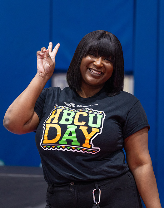 BGCBC Staff smiling wearing a 'HBCU Day' shirt