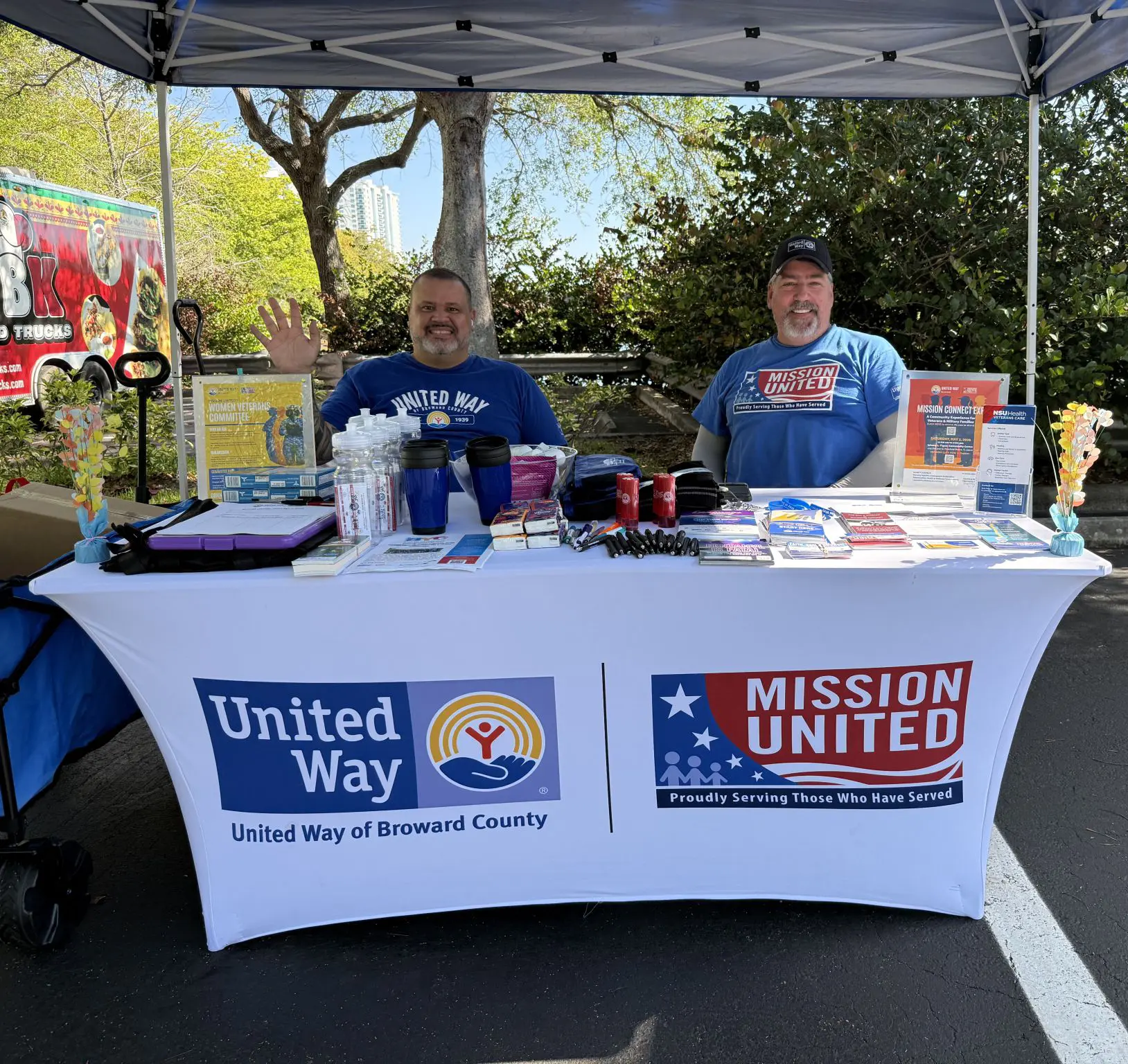 A duel United way and Mission United booth at the event