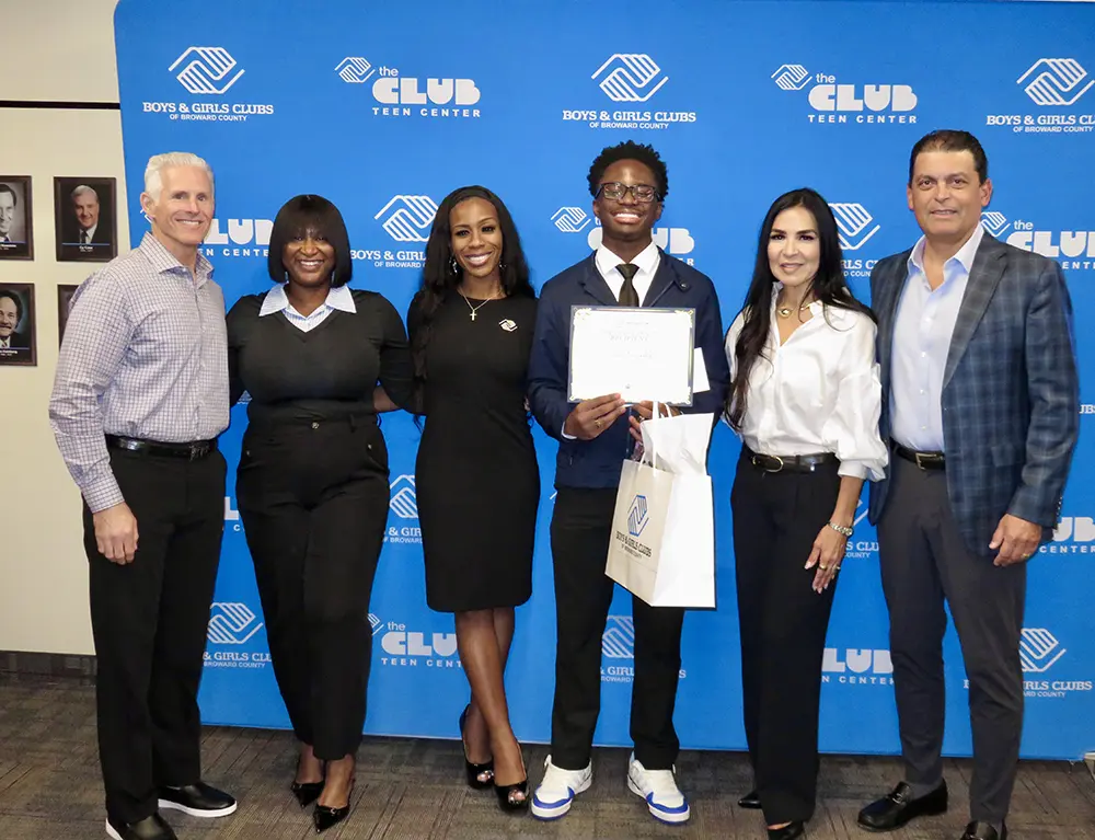 One of the BGCBC Club member recipients with BGCBC Staff and The Jesus Luzardo Family